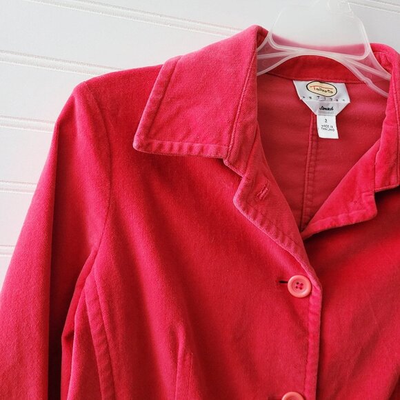 Talbots Petites Velvet Blazer Womens Size 2P Reddish Pink Stretch Jacket - Picture 2 of 9